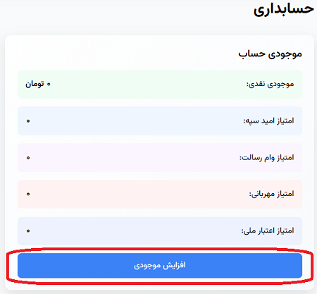 افزایش موجودی